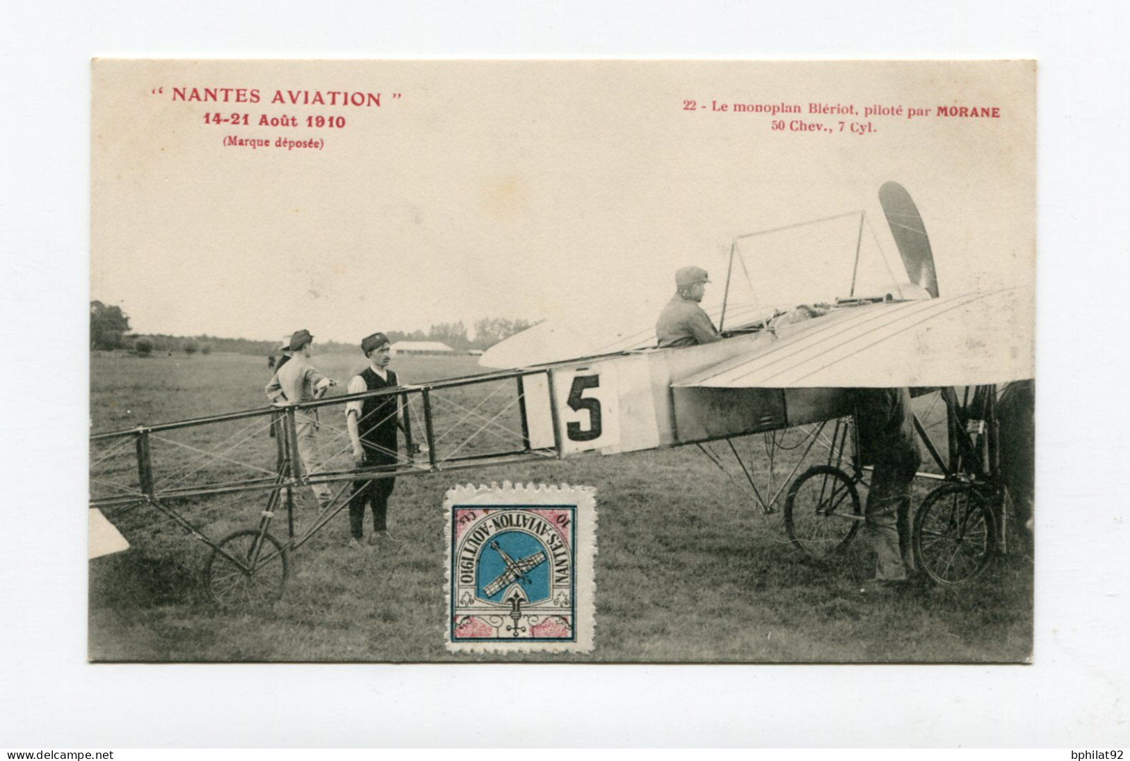 !!! CPA DE NANTES AVIATION DE 1910, PLAN ANIME. AVEC VIGNETTE DU MEETING - Lettres & Documents