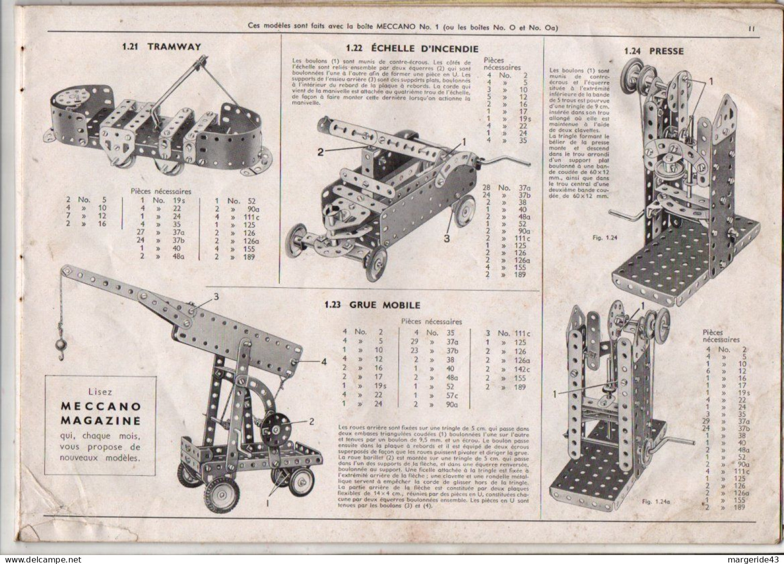 MECCANO CATALOGUE ET MANUEL D'INSTRUCTION N°2