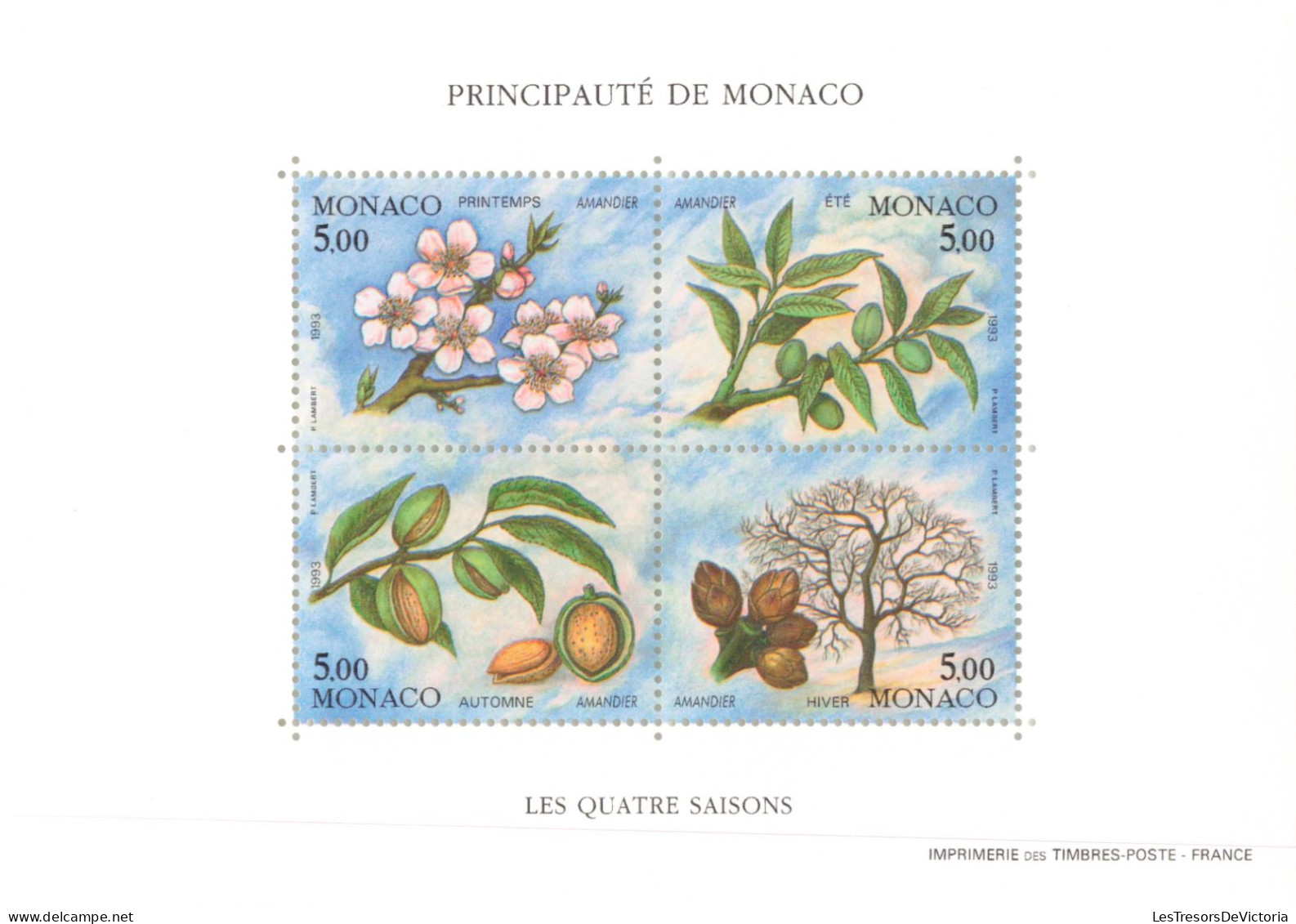 Monaco - Blocs MNH * - 1993 - Principauté De Monaco - Les Quatre Saisons De L'amandier - Blocs