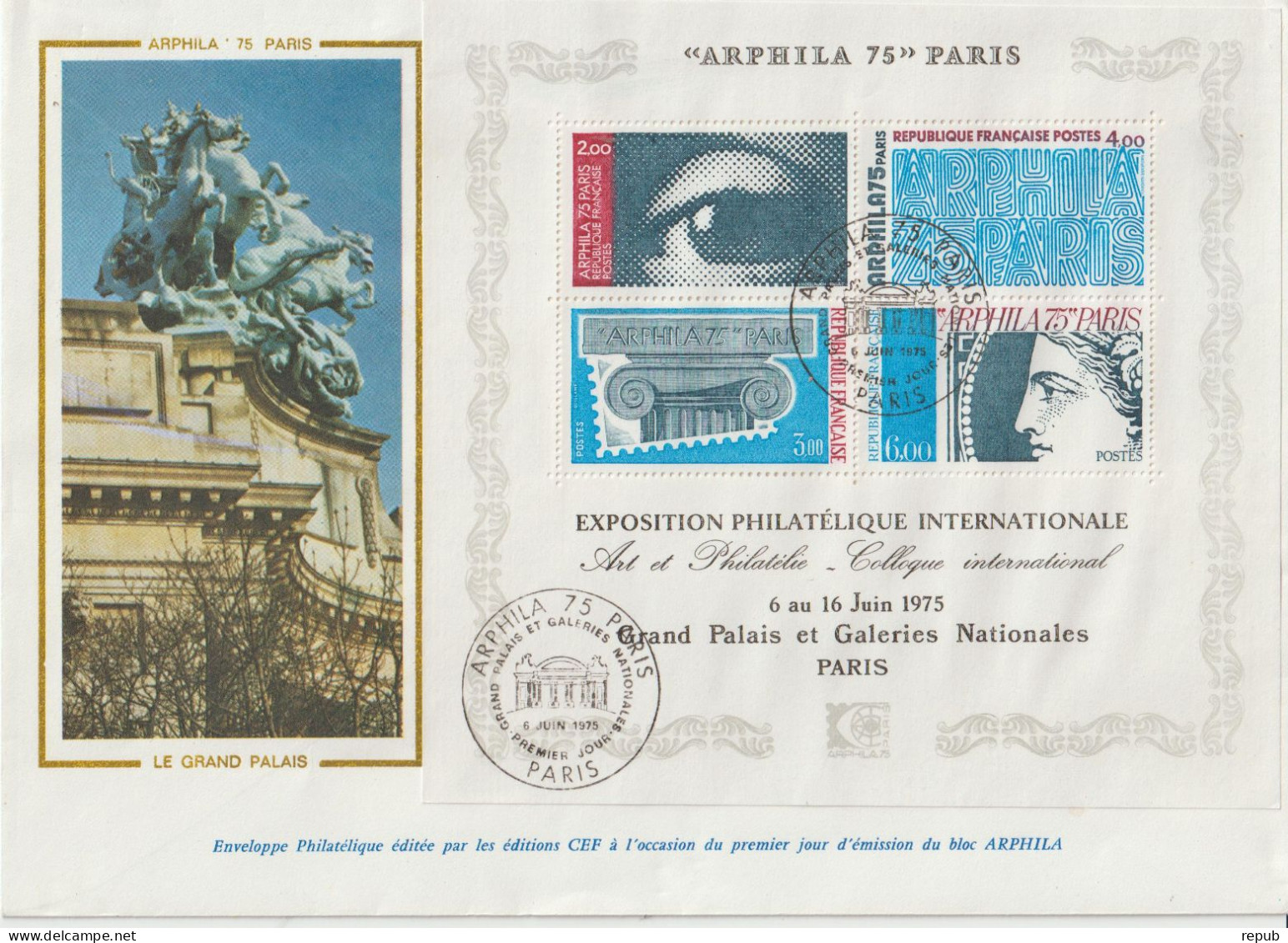 France FDC Grand Format 1975 Arphila BF 7 - 1970-1979