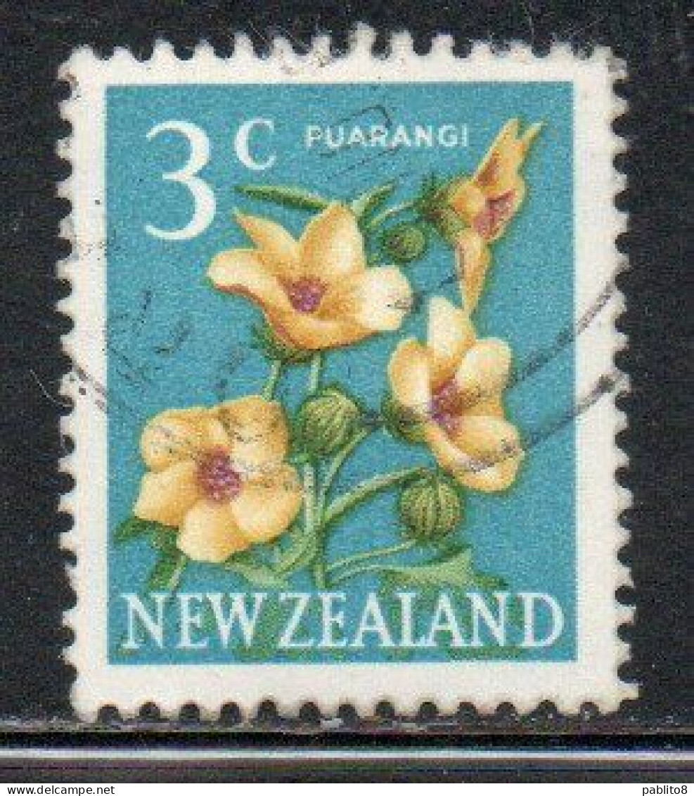 NEW ZEALAND NUOVA ZELANDA 1967 1970 FLORA HIBISCUS FLOWER 3c USED USATO OBLITERE' - Oblitérés