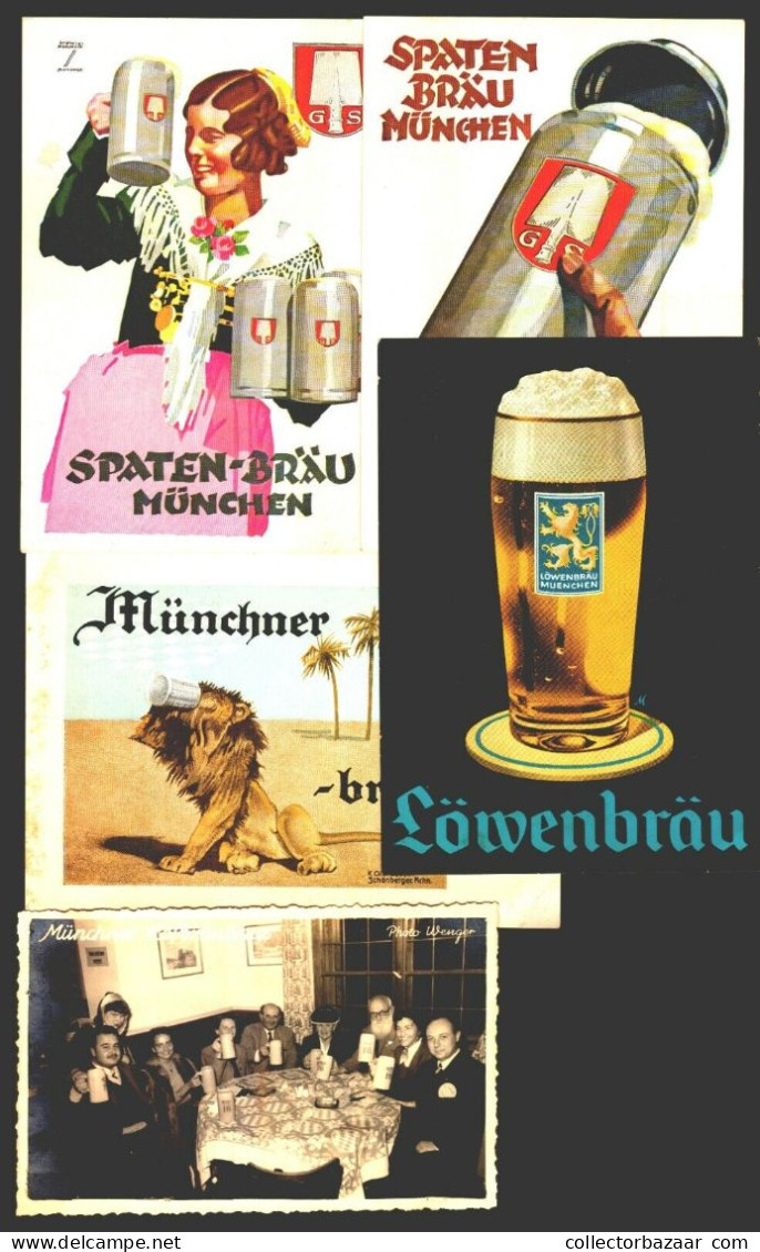 Beer Lot Of 5 Postcards Designed By Ludwig Hohlwein Original Store Photo Munich - Collections & Lots