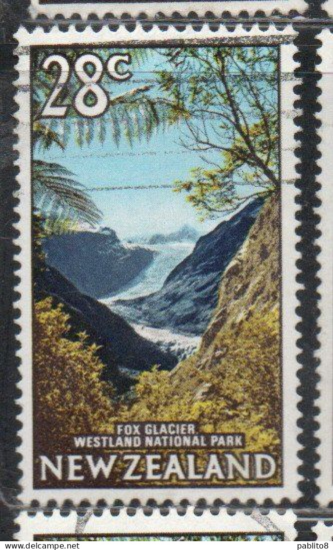 NEW ZEALAND NUOVA ZELANDA 1967 1970 1968 FOX GLACIER WESTLAND NATIONAL PARK 28c USED USATO OBLITERE' - Used Stamps