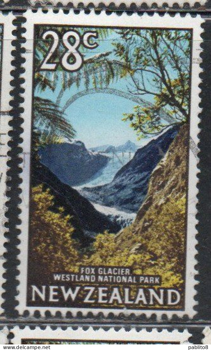 NEW ZEALAND NUOVA ZELANDA 1967 1970 1968 FOX GLACIER WESTLAND NATIONAL PARK 28c USED USATO OBLITERE' - Used Stamps