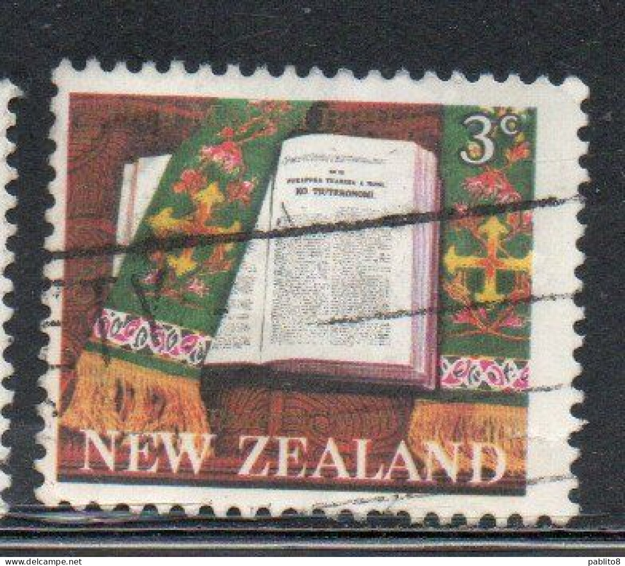 NEW ZEALAND NUOVA ZELANDA 1968 PUBLICATION OF THE BIBLE IN MAORI 3c USED USATO OBLITERE' - Used Stamps