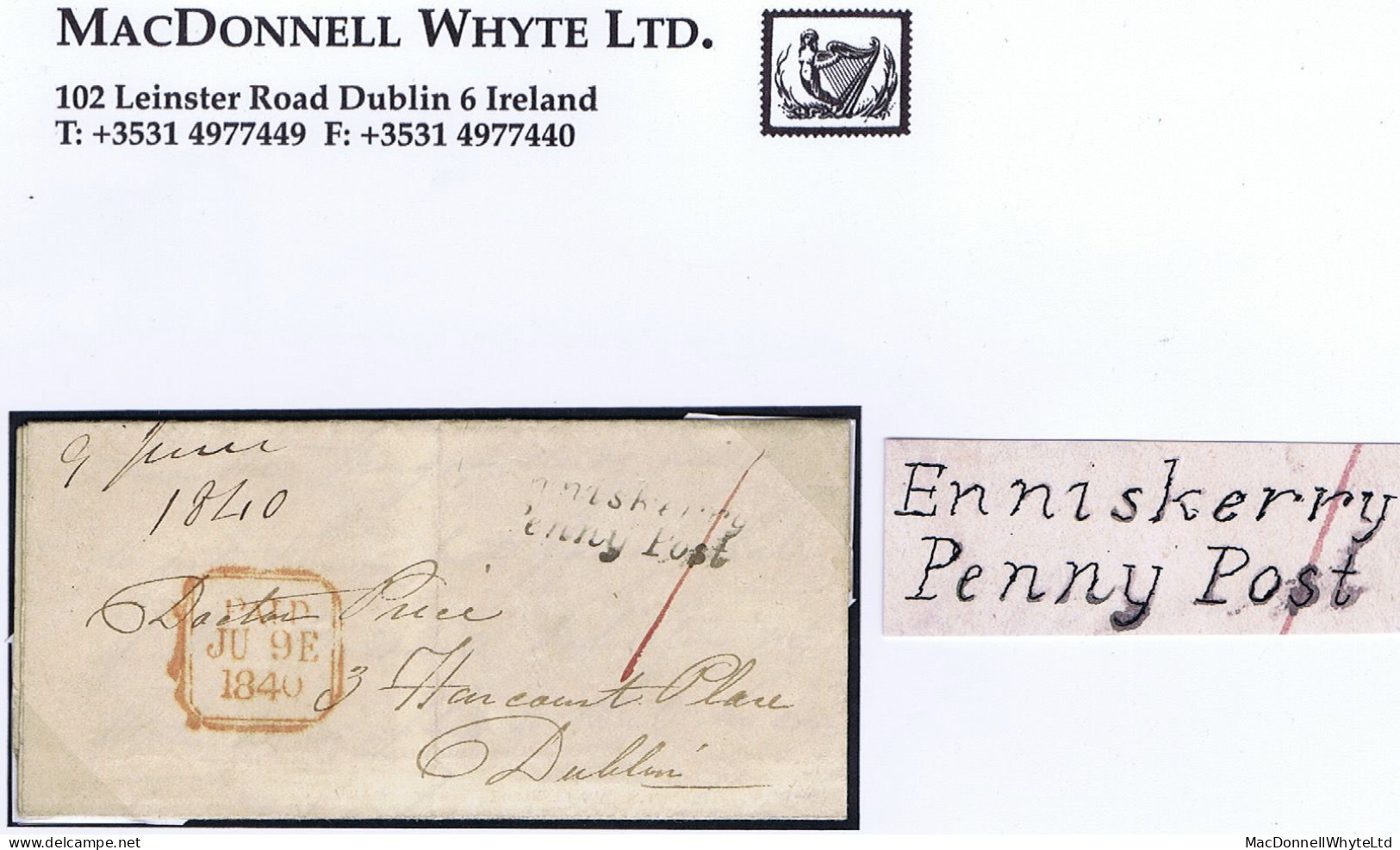 Ireland Wicklow Dublin And Provincial Penny Post 1836 Boxed ENNISKERRY TWOPENNY POST And 1840 Enniskerry/Penny Post - Prephilately