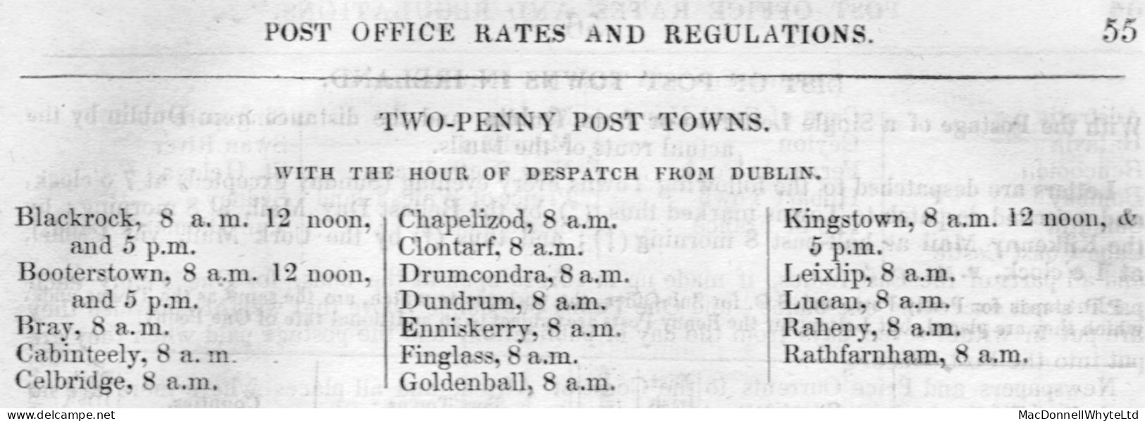 Ireland Wicklow Dublin And Provincial Penny Post 1836 Boxed ENNISKERRY TWOPENNY POST And 1840 Enniskerry/Penny Post - Prephilately