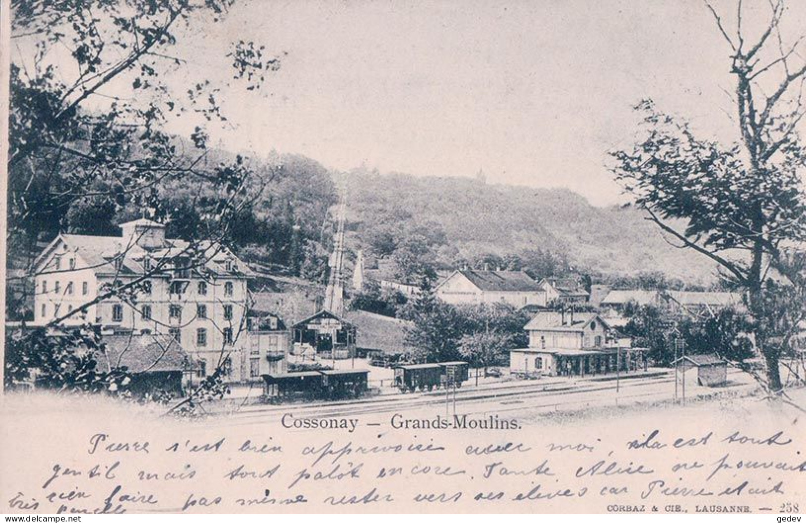 Cossonay Gare, Grands Moulins, Chemin De Fer, Gare, Train Et Funiculaire (1.3.1901) - Cossonay