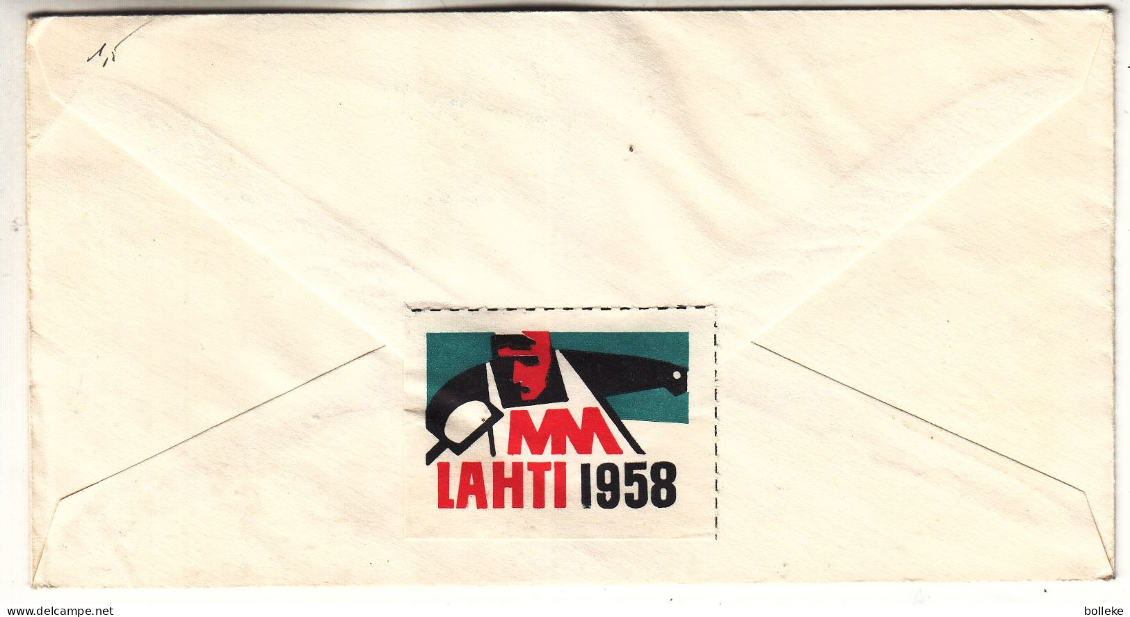 Finlande - Lettre De 1958 - Oblit Lahti - Ski De Fond - Saut - Avec Vignette - - Lettres & Documents