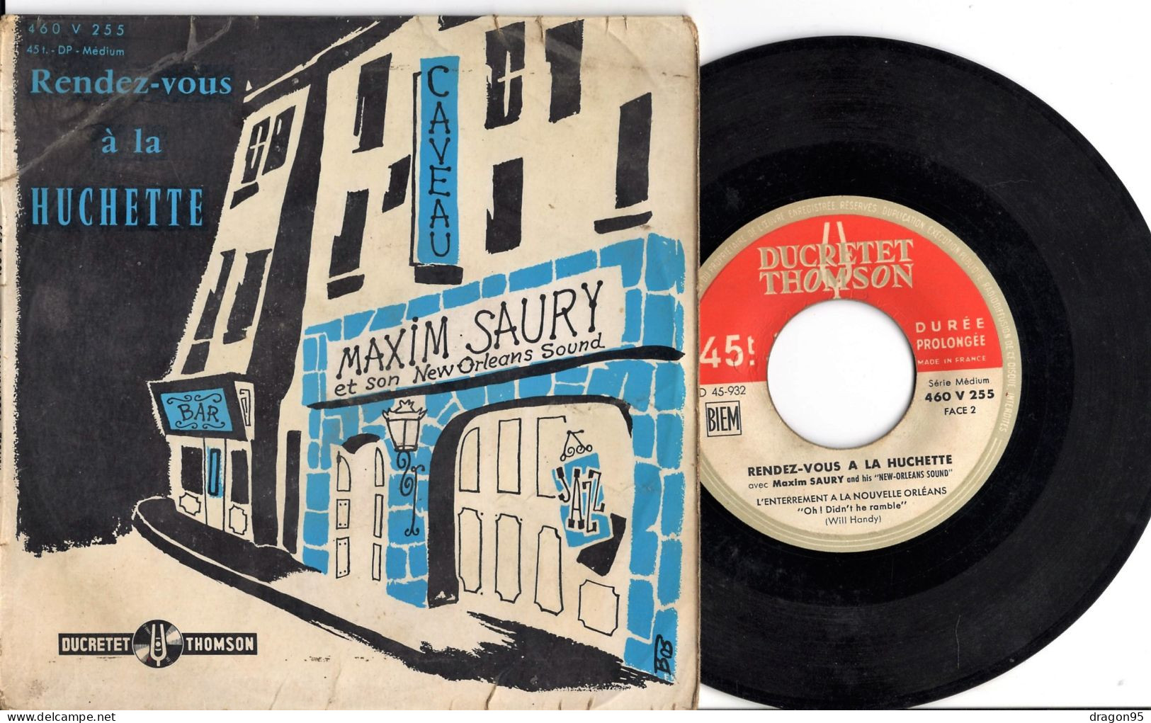 EP Maxime SAURY : Rendez-vous à La Huchette - Ducretet-Thomson 460 V 255 - France - 1956 - Jazz