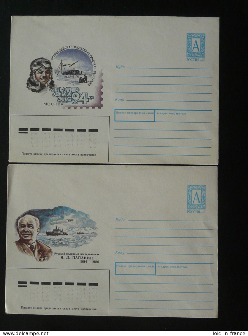 Entier Postal Stationery (x2) Explorateurs Polar Explorer  Soviet Union 1994 - Explorateurs & Célébrités Polaires