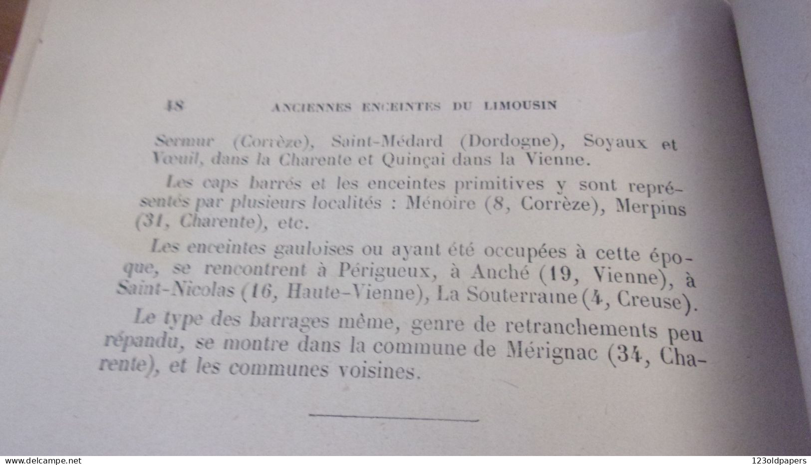 RARE INVENTAIRE  LIMOUSIN 1894 IMBERT MARTIAL MONOGRAPHIE DES ANCIENNES ENCEINTES DU LIMOUSIN ET DES REGIONS VOISINES