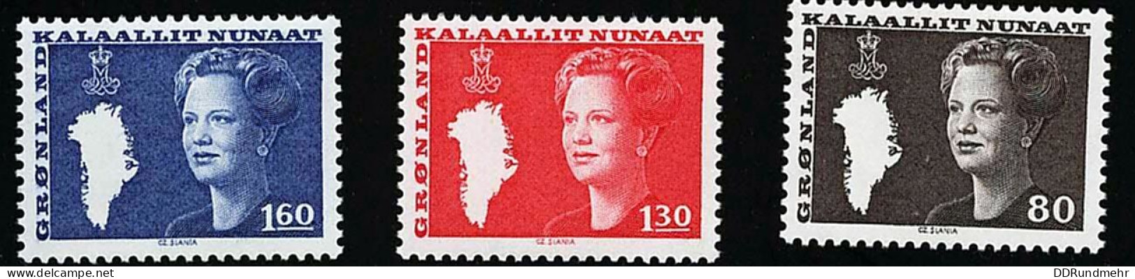 1980 Margrethe II  Michel GL 120 - 122 Stamp Number GL 121 - 123 Yvert Et Tellier GL 108 - 110 Xx MNH - Neufs