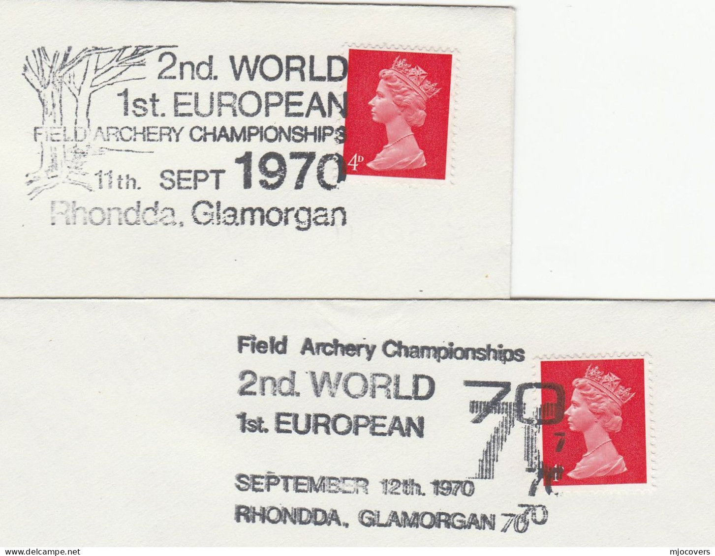 2 Diff  1970 ARCHERY Covers World & European CHAMPIONSHIP GB Sport Stamps Cover - Archery