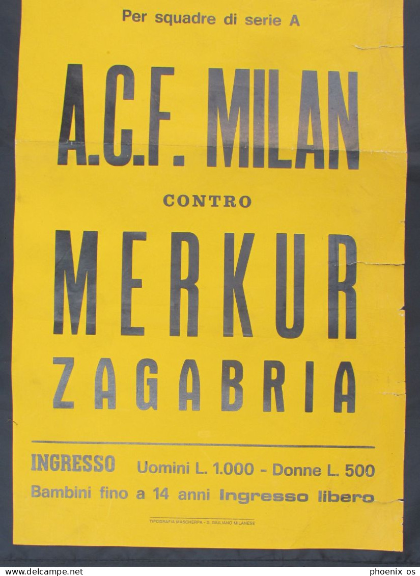 WOMENS FOOTBALL CALCIO FEMMINILE / A.C.F. MILAN ITALIA Vs MERKUR ZAGREB CROATIA,  POSTER MANIFESTO D 70 X 33 Cm - Habillement, Souvenirs & Autres