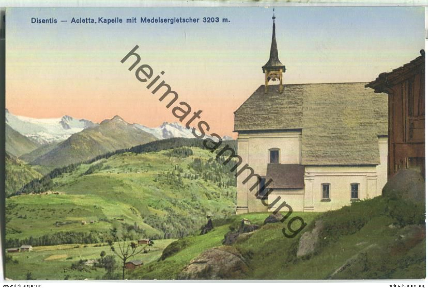 Disentis - Acletta Kapelle Mit Medelsergletscher - Verlag L. Nutt-Livers Disentis - Disentis/Mustér