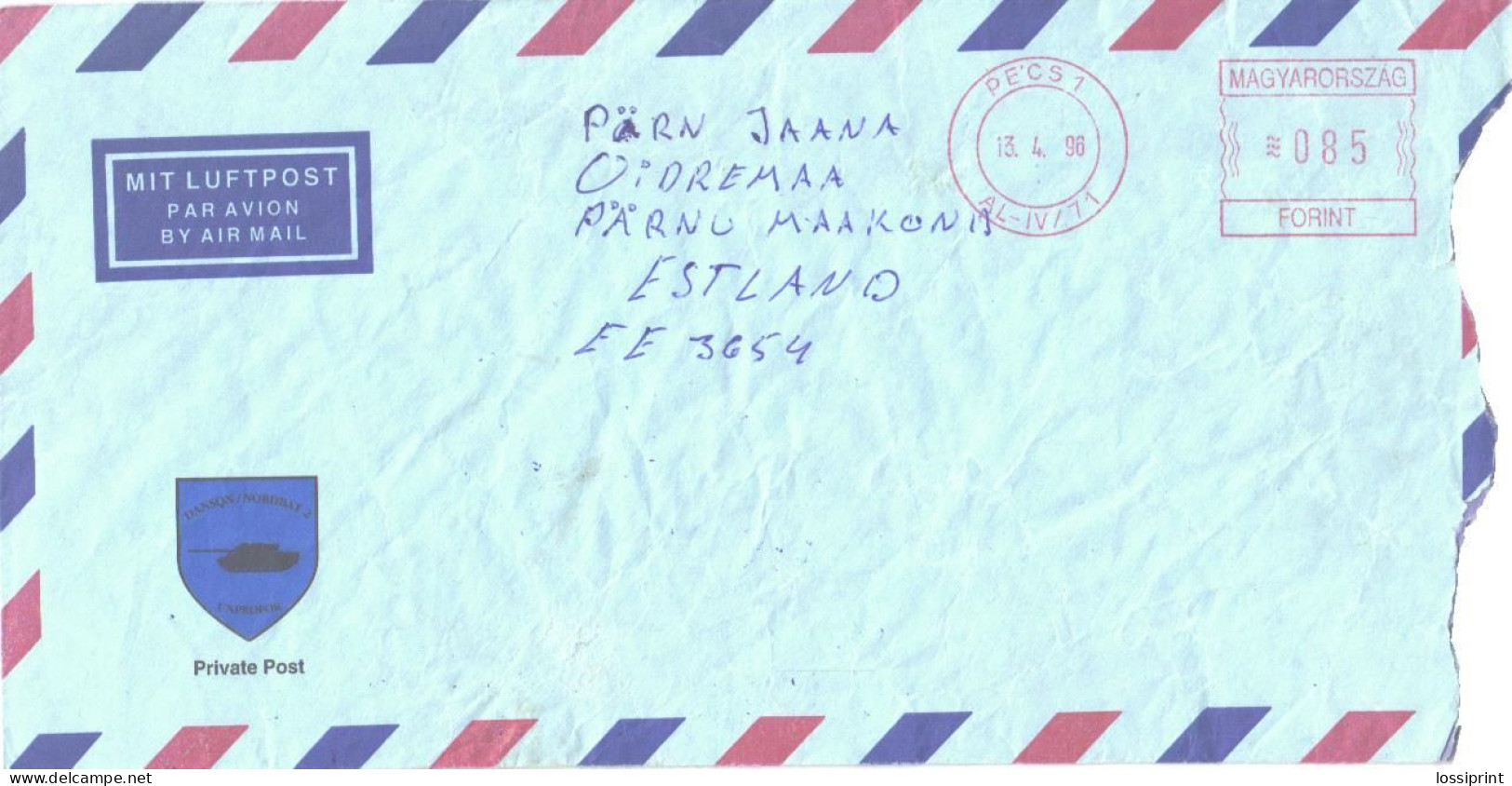 Hungary:NATO Special Cancellation And Cover, Air Mail, Private Post, 1996 - Service