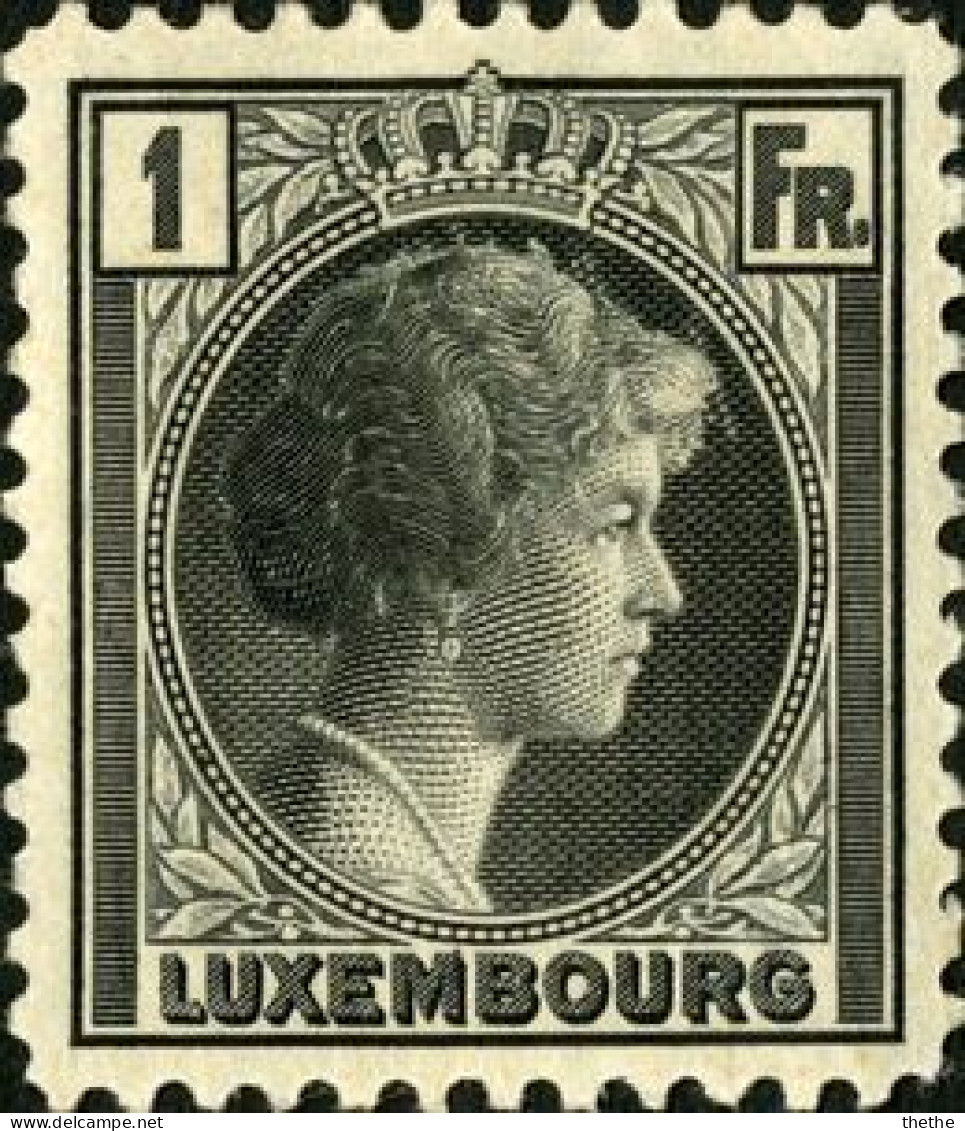 LUXEMBOURG -  La Grande-Duchesse Charlotte De Face à Droite (1 Fr. Noir) - 1926-39 Charlotte De Profil à Droite