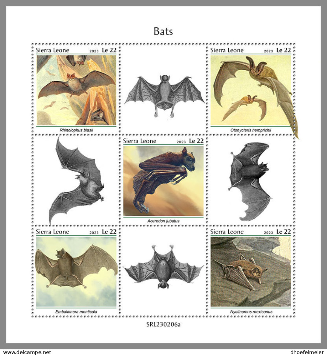 SIERRA LEONE 2023 MNH Bats Fledermäuse Chauves-souris M/S - IMPERFORATED - DHQ2334 - Chauve-souris