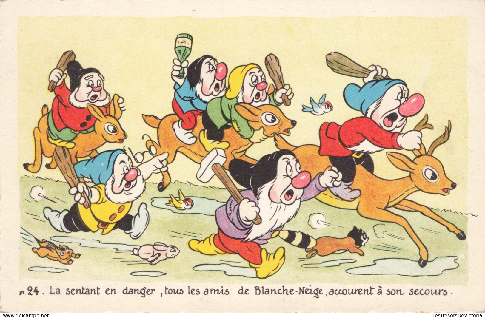 CONTES - Les Sept Nains Partant Au Secours De Blanche Neige -  Carte Postale Ancienne - Contes, Fables & Légendes