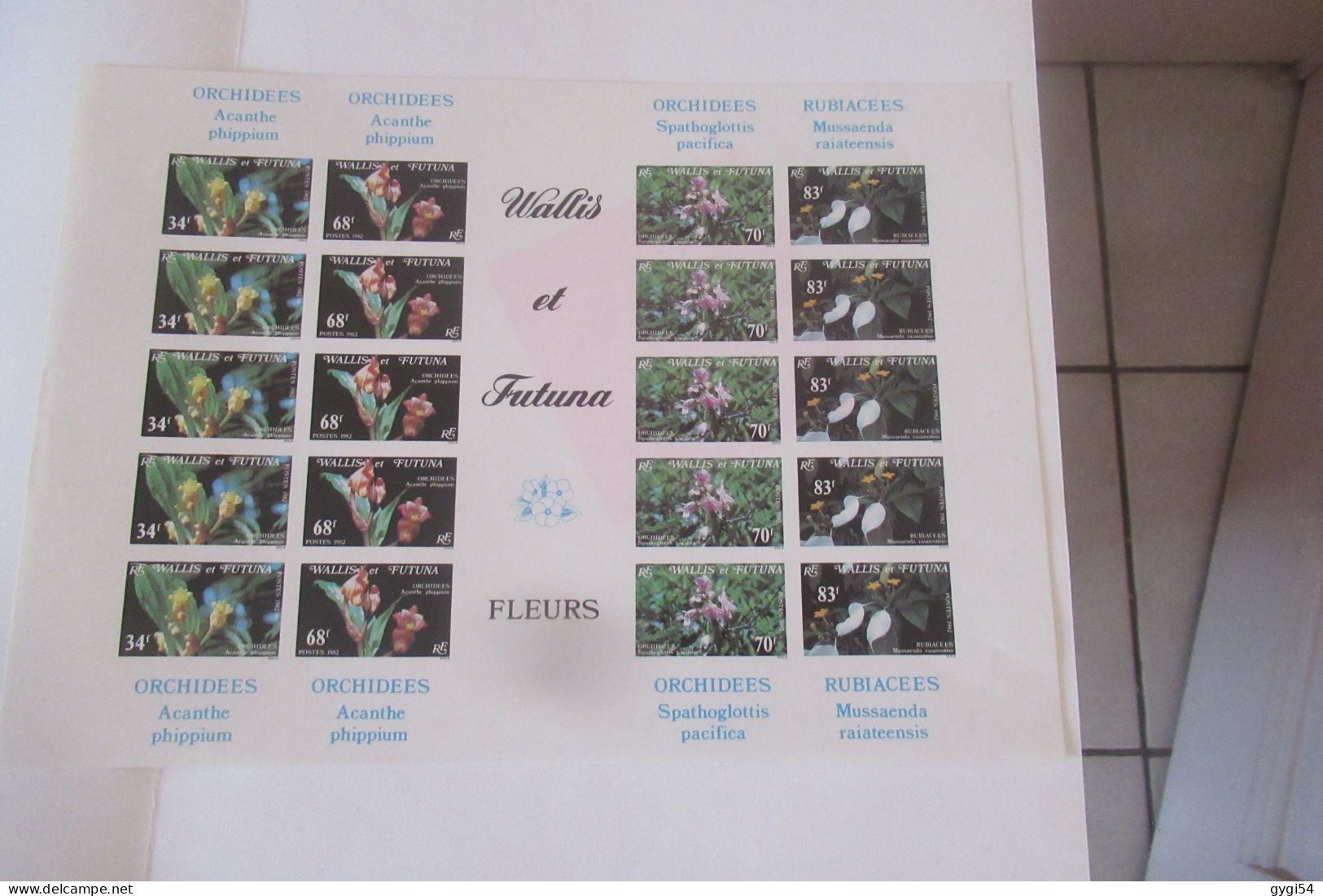 Wallis Et Futuna 1982 FLEURS Cat Yt N° 286 à 289 ND Feuillet N** MNH - Blocks & Kleinbögen