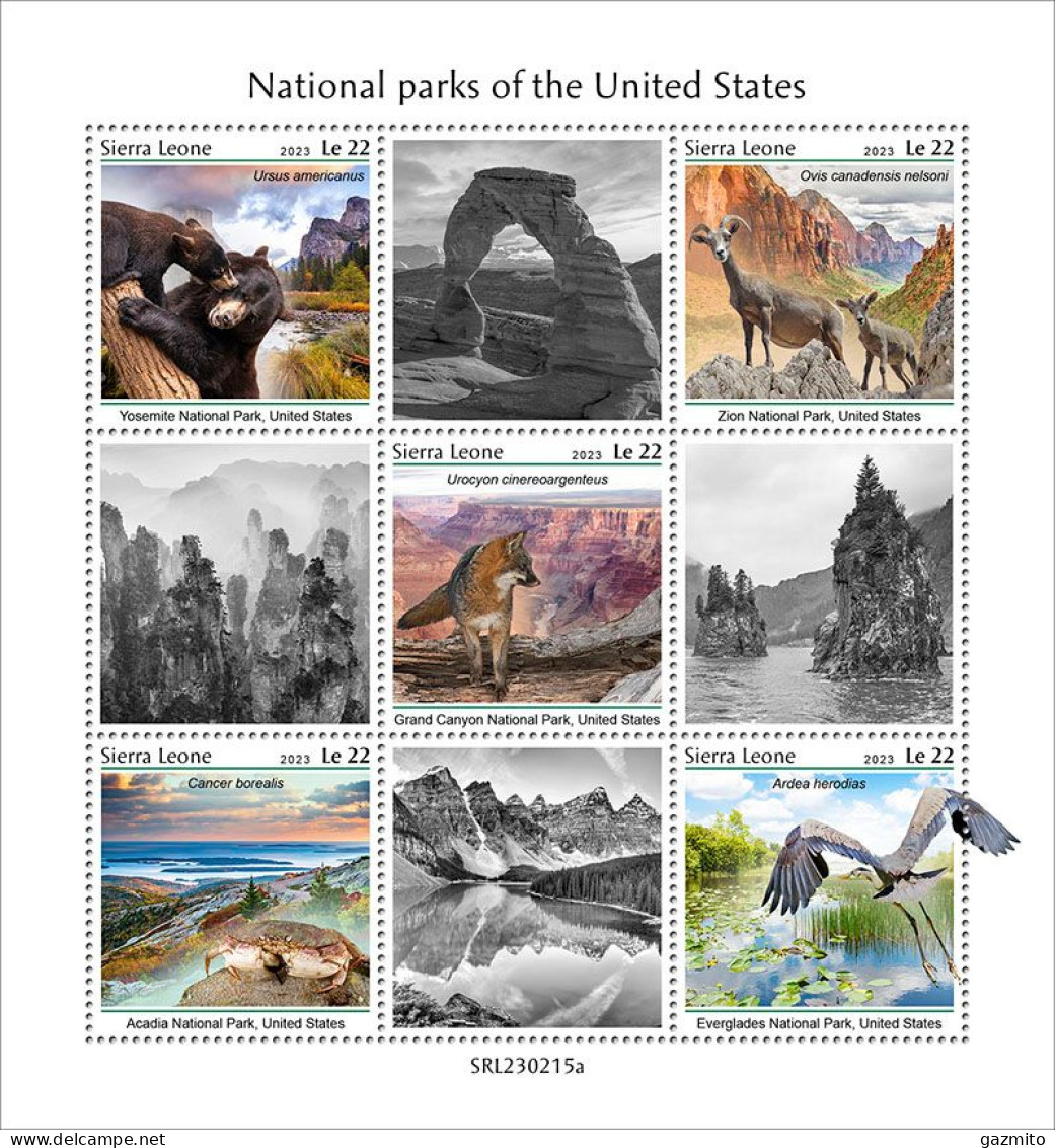 Sierra Leone 2023, National Parks, Bears, Fox, Enron, Crab, 6val In BF - Crustaceans