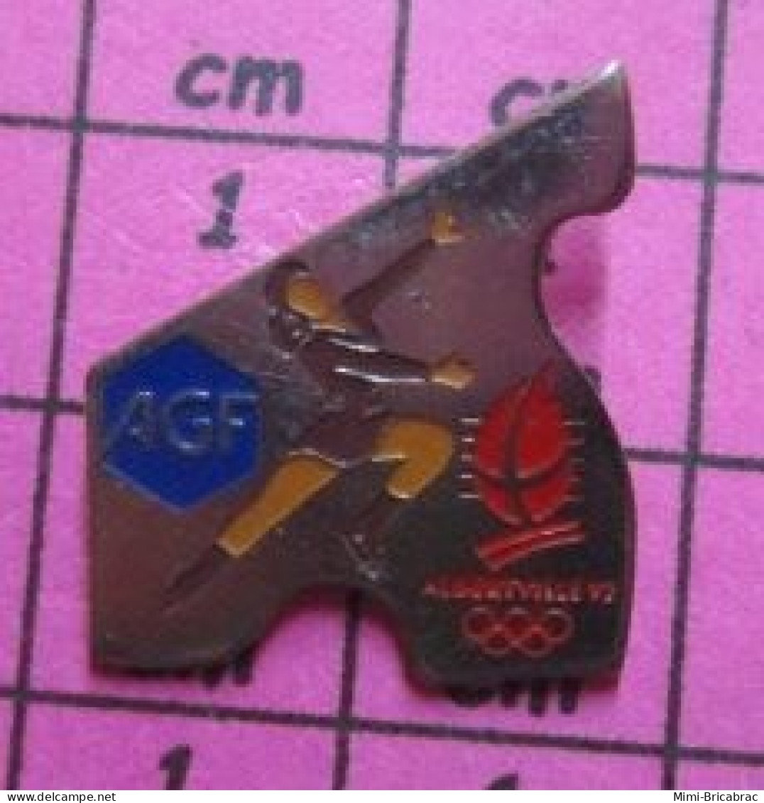 1518A Pin's Pins / Beau Et Rare / THEME : SPORTS / PATINAGE ARTISTIQUE AGF PUZZLE JEUX OLYMPIQUES ALBERTVILLE - Kunstschaatsen