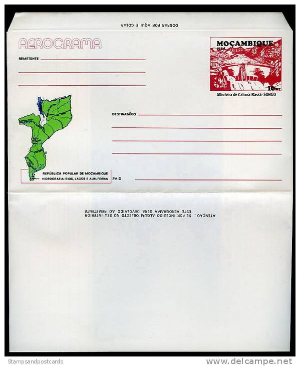 Mozambique Entier Postal Aerogramme 1984 Eau Barrage De Cahora Bassa Moçambique Postal Stationary Water Dam - Agua