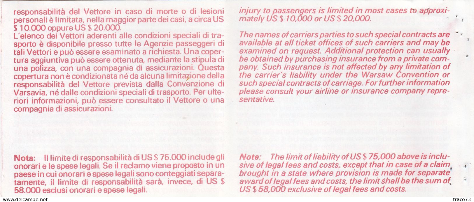 INTERNATIONAL AIR TRANSPORT ASSOCIATION - IATA /  BIGLIETTO  _ PASSENGER TICKET  _ 1989 - Mondo