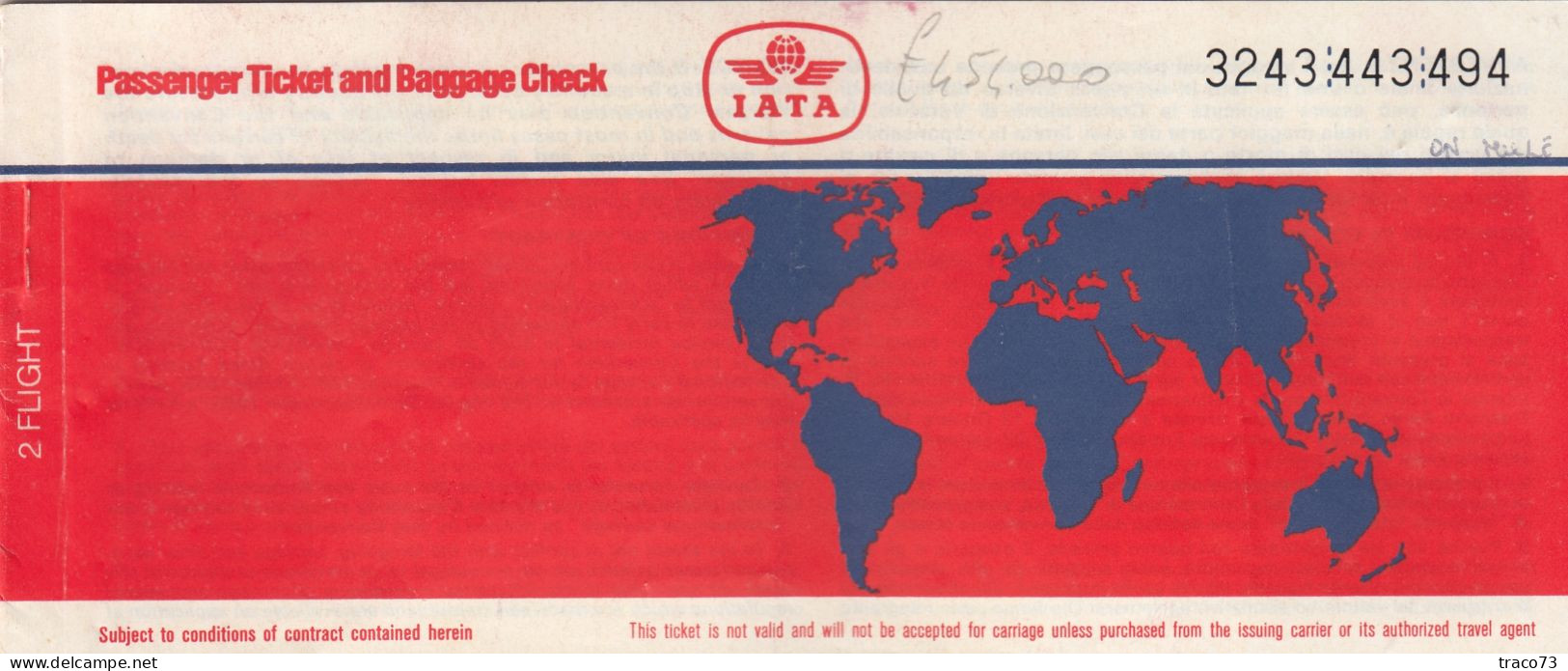 INTERNATIONAL AIR TRANSPORT ASSOCIATION - IATA /  BIGLIETTO  _ PASSENGER TICKET  _ 1988 - Welt