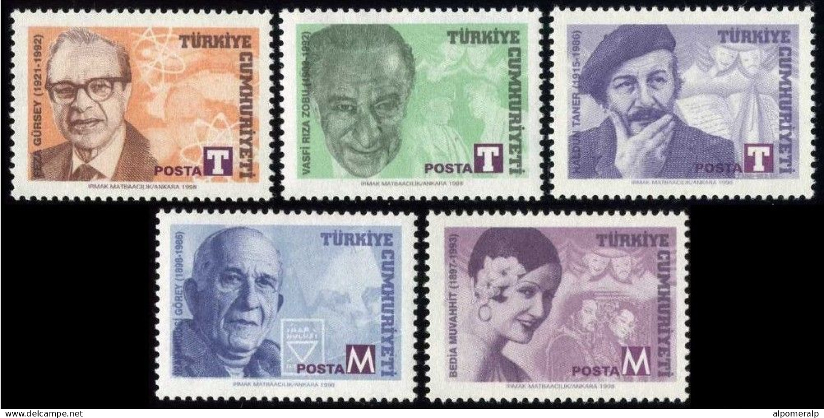 Türkiye 1998 Mi 3168-3172 MNH Famous Turks (3rd/4 Issue) - Nuevos