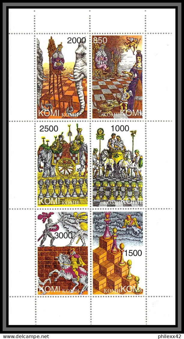 81622a République Des Komis Komi 1998 Ex Urss Russia Echec Chess Games Elephanr Chevaux Horse Neuf ** MNH Bloc + Timbres - Other & Unclassified