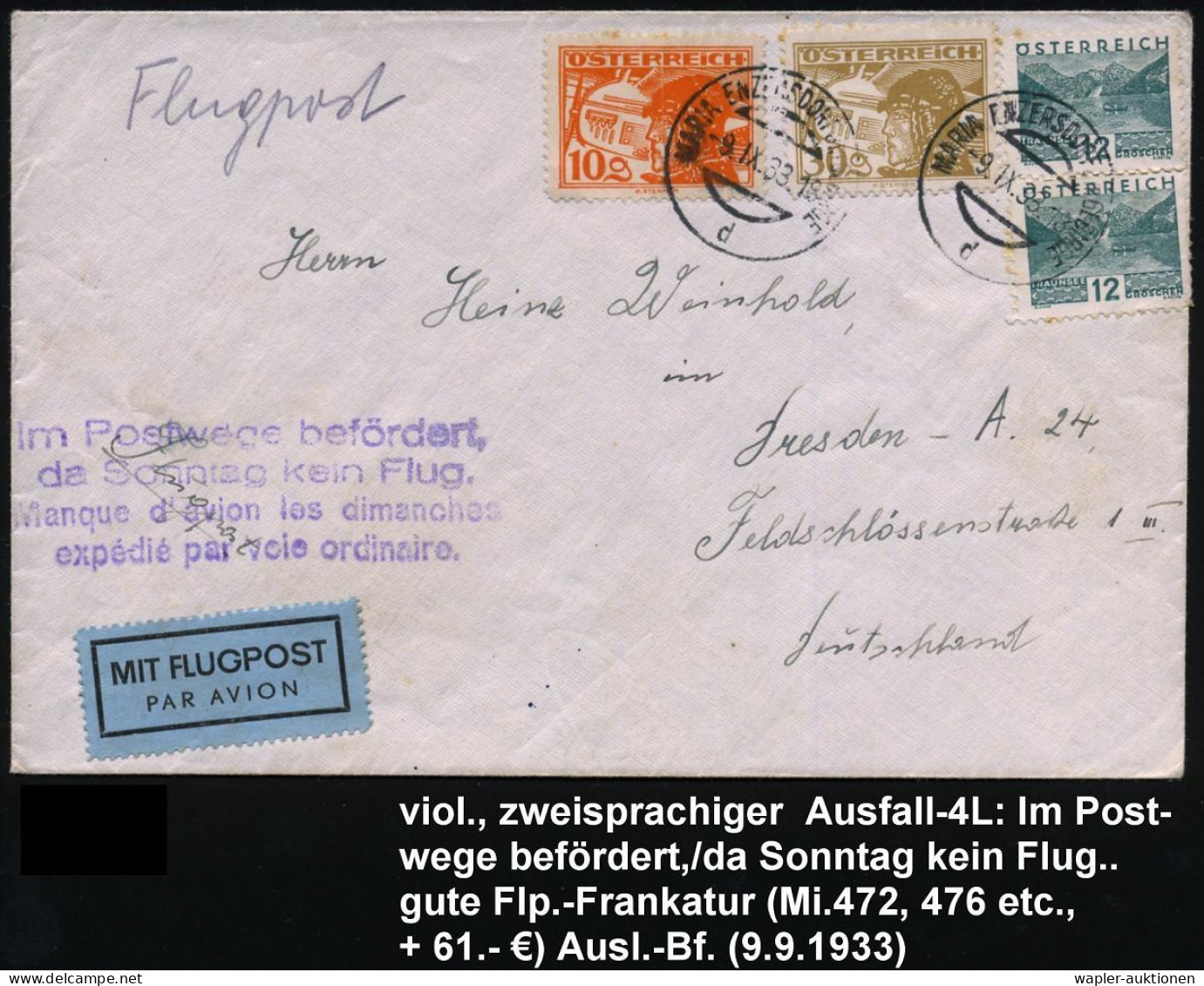 KATASTROPHENPOST / AUSFALLSTEMPEL - CRASH MAIL / CANCELLED FLIGHTS - VOLS CATASTROPHE / VOLS PAS LIEU - POSTA DI CATASTR - Flugzeuge