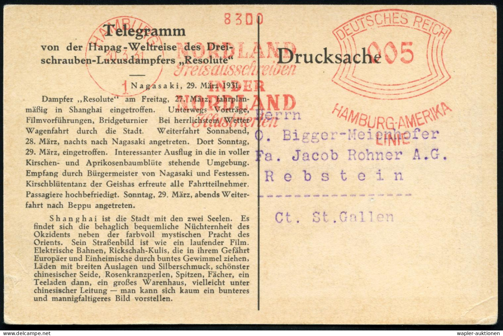 SCHIFFS-TELEGRAMMKARTEN DER HAPAG - TELEGRAM-CARDS HAMBURG-AMERICA-LINE - CARTES-TELEGRAMMES DE SOC. D'ARMATEUR 'HAPAG'  - Maritime