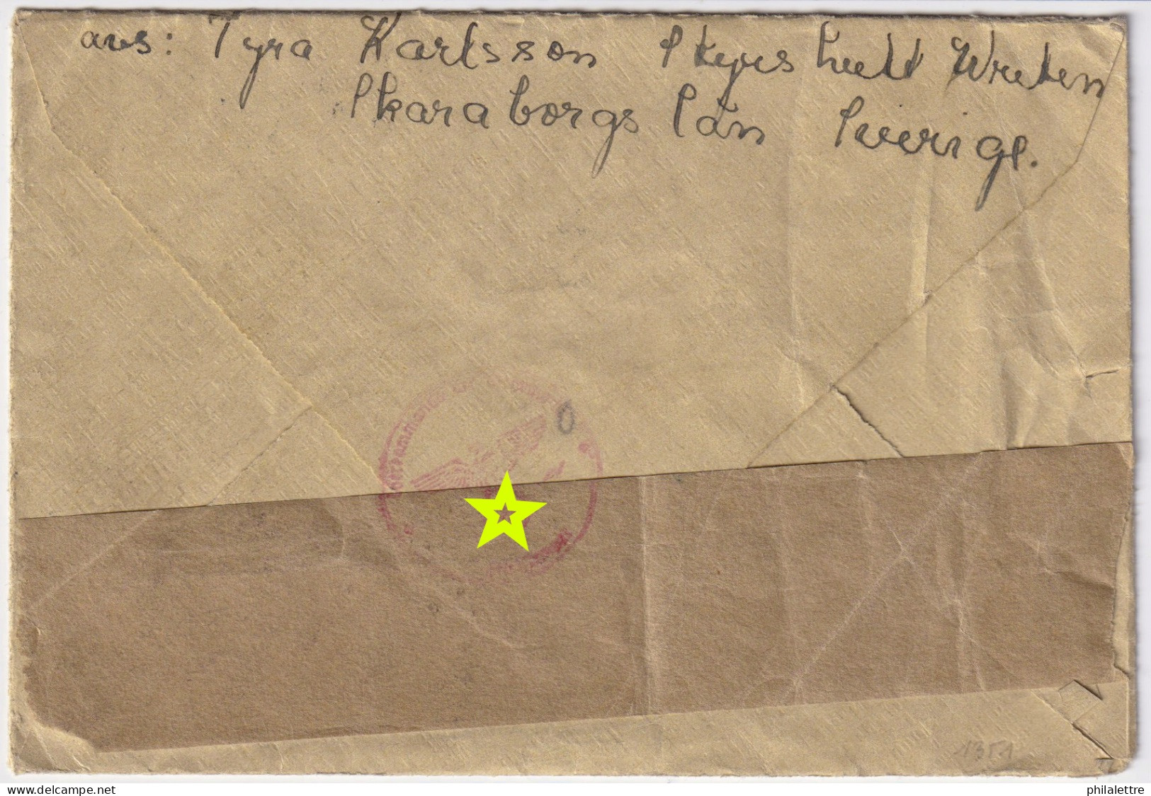 SWEDEN To NORWAY - 1940 - German Censor Tape On Cover From Vreten To Skjeberg - Franked Facit 273C (type II) &324A - Brieven En Documenten