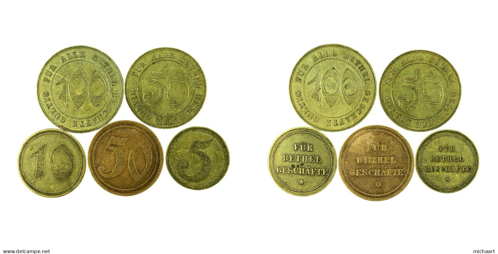 Token Bielefeld Bethel Shops Lot Of 5 Germany 5 10 50 100 Pfennig 03753 - Monedas/ De Necesidad