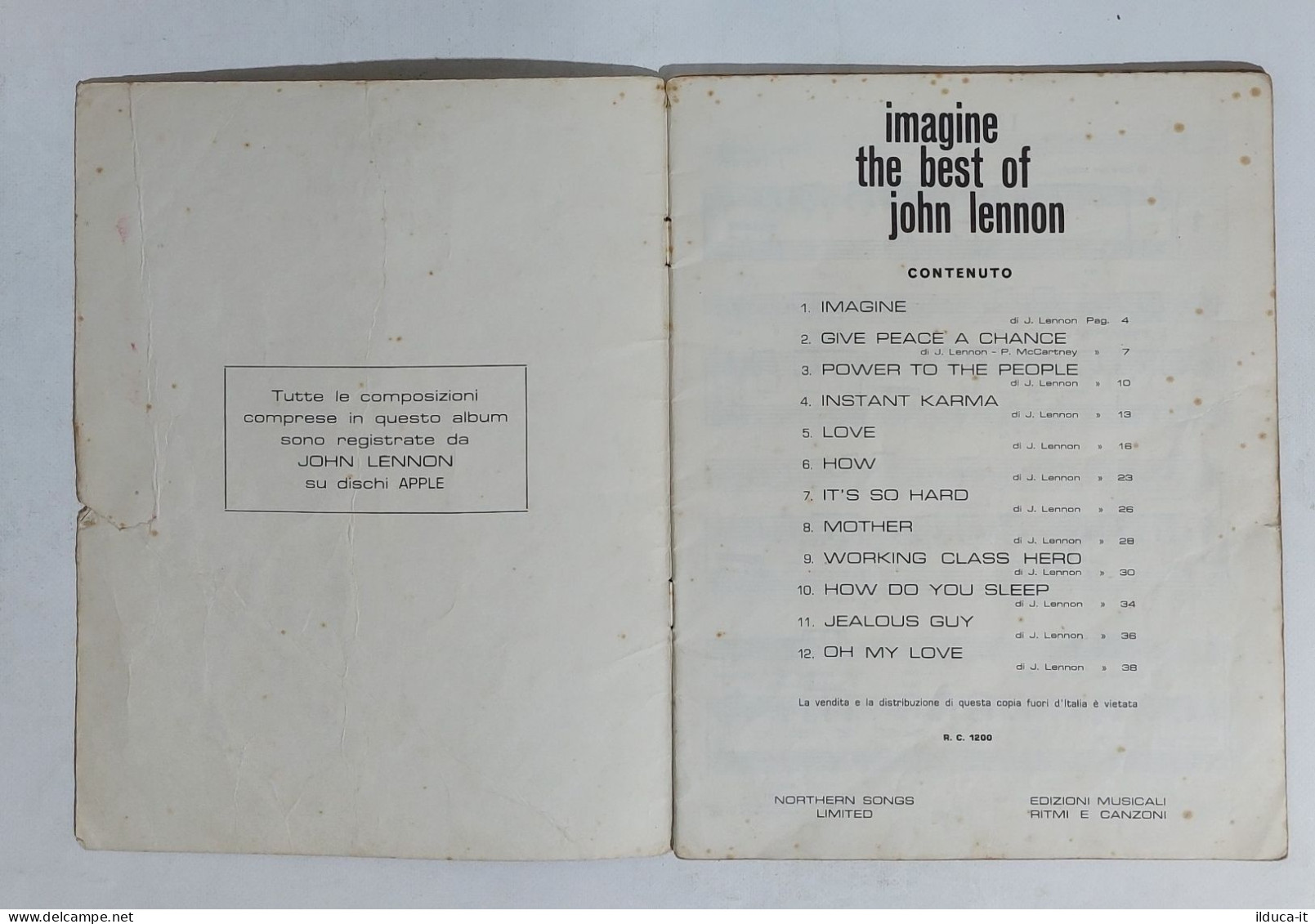 47917 SPARTITO MUSICALE - The Best Of John Lennon - Imagine - 1972 - Scores & Partitions