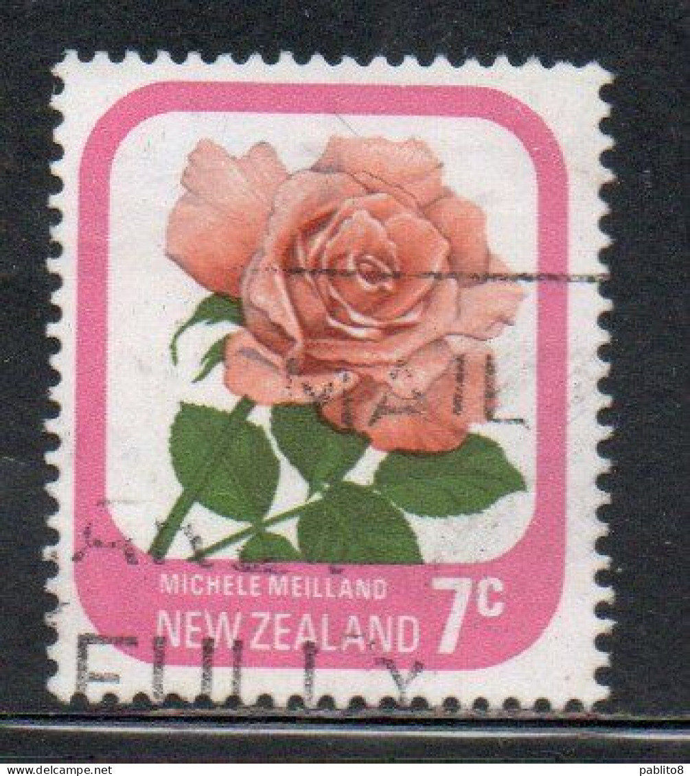 NEW ZEALAND NUOVA ZELANDA 1975 ROSES FLORA FLOWERS MICHELE MEILLAND 7c USED USATO OBLITERE' - Usados