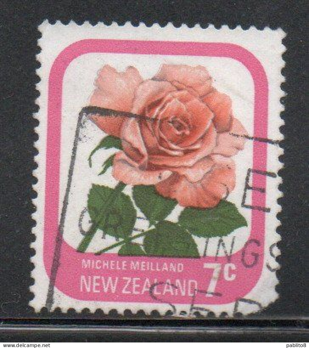 NEW ZEALAND NUOVA ZELANDA 1975 ROSES FLORA FLOWERS MICHELE MEILLAND 7c USED USATO OBLITERE' - Used Stamps