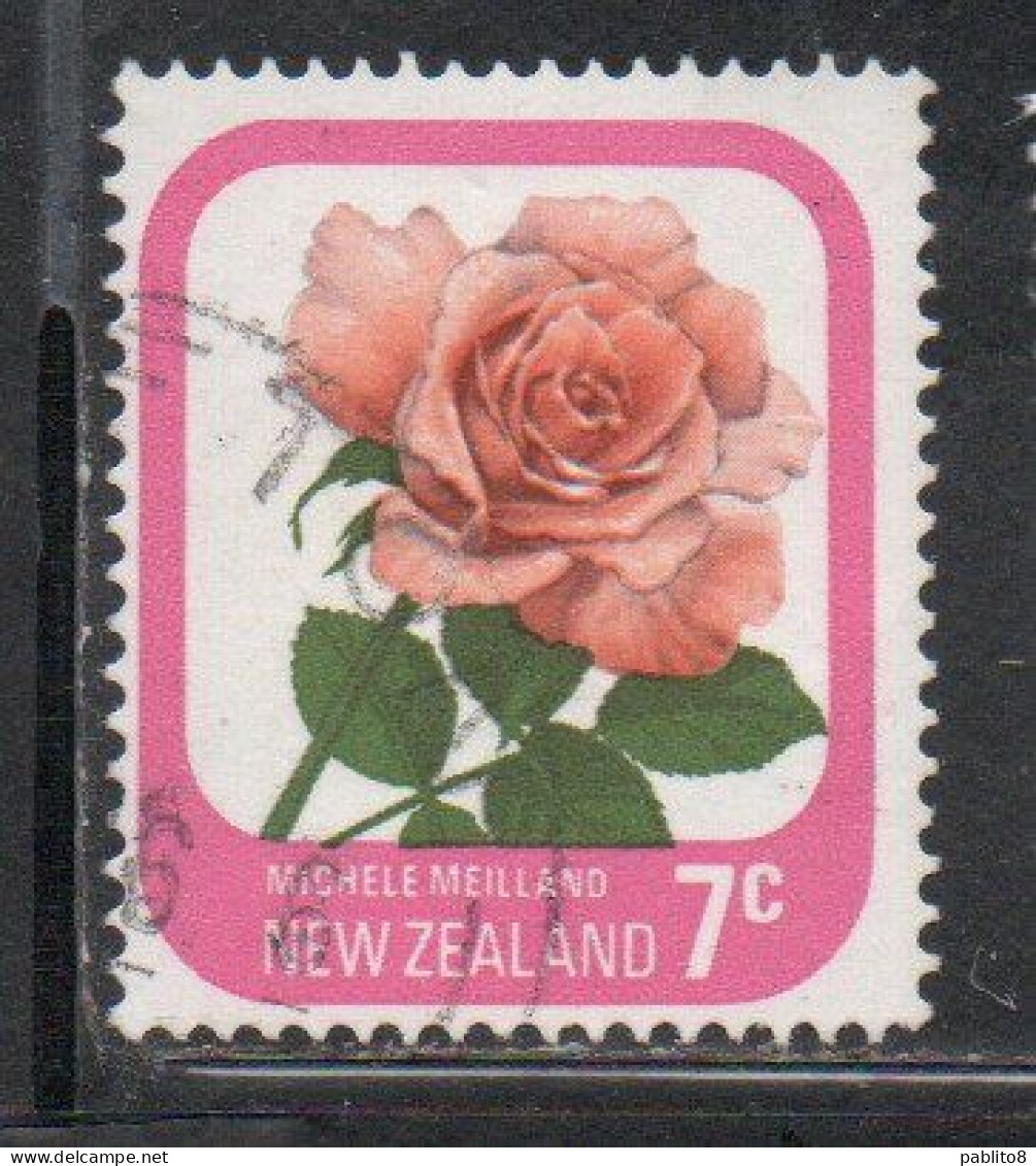 NEW ZEALAND NUOVA ZELANDA 1975 ROSES FLORA FLOWERS MICHELE MEILLAND 7c USED USATO OBLITERE' - Used Stamps