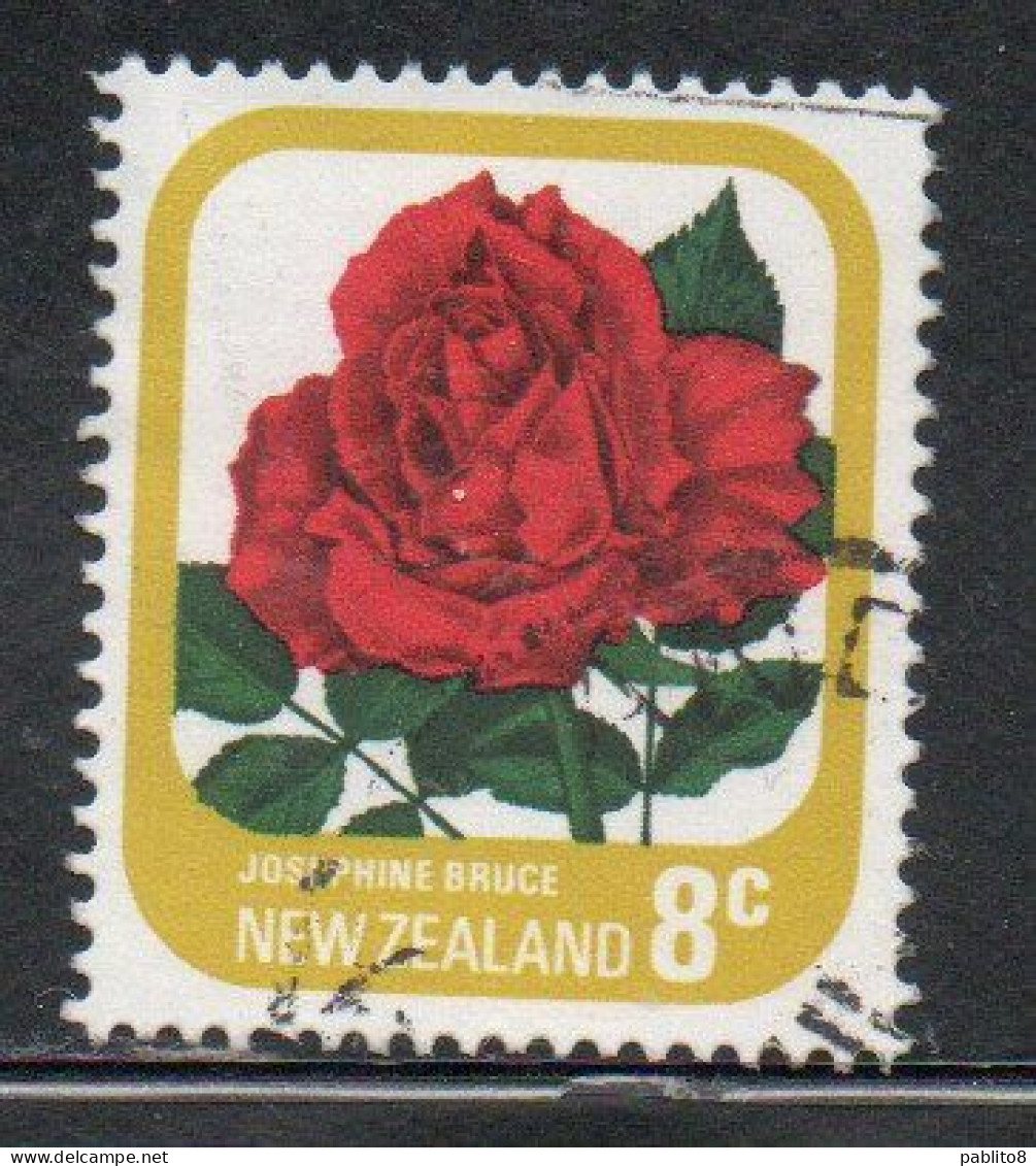 NEW ZEALAND NUOVA ZELANDA 1975 ROSES FLORA FLOWERS JOSEPHINE BRUCE 8c USED USATO OBLITERE' - Oblitérés