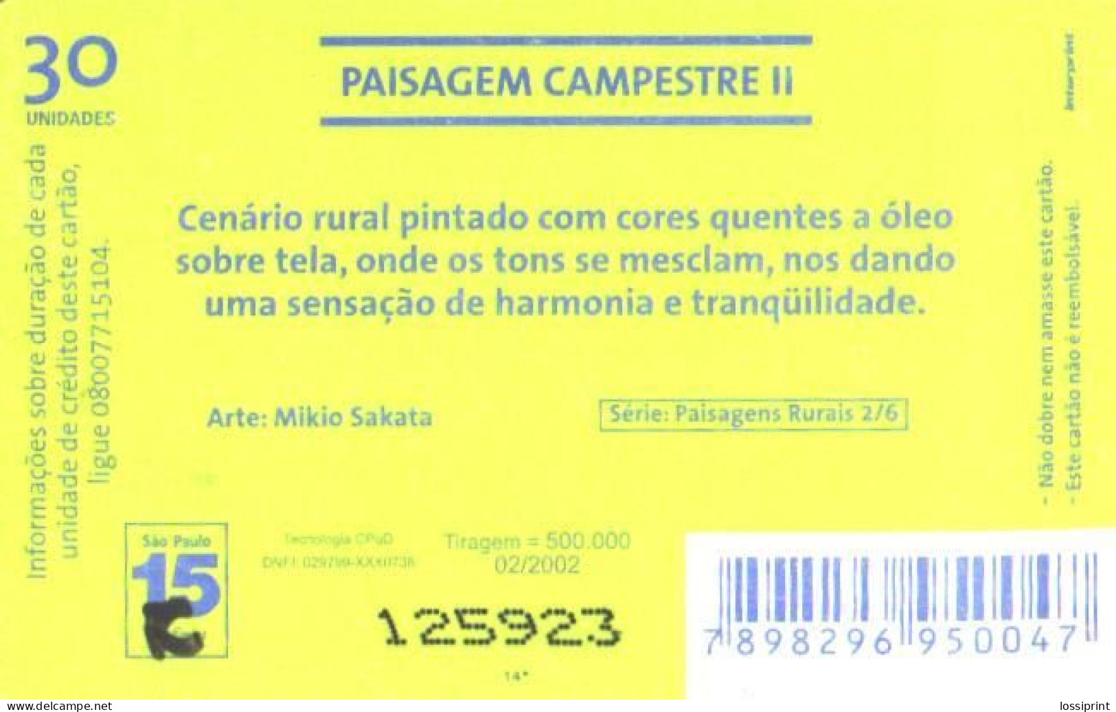 Brasil:Brazil:Used Phonecard, Telefonica, 30 Units, Eating Cows, 2002 - Vaches