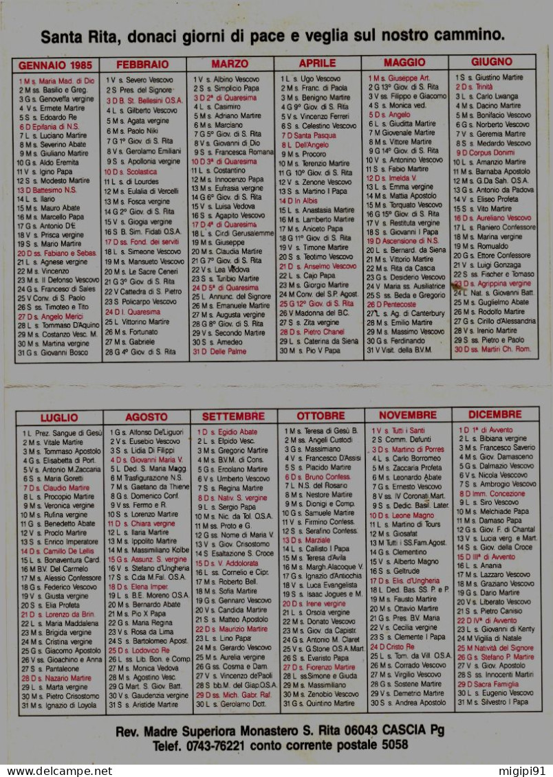 **  CALENDARIO RITINIANO 1985 ** - Grossformat : 1981-90