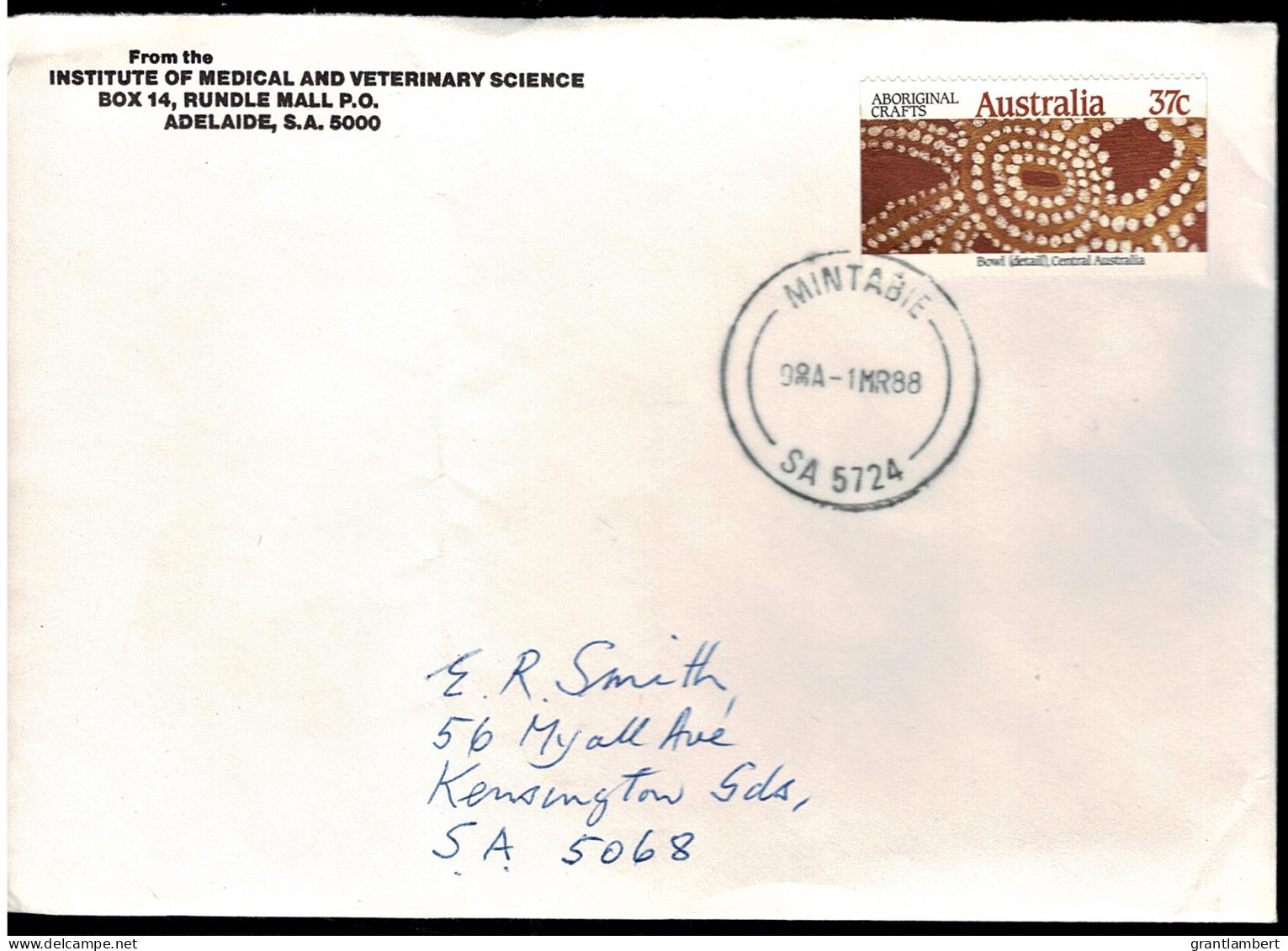 Australia 1988 Domestic Letter With ABORIGINAL CRAFTS 37c, MINTABIE, SA - See Notes - Covers & Documents