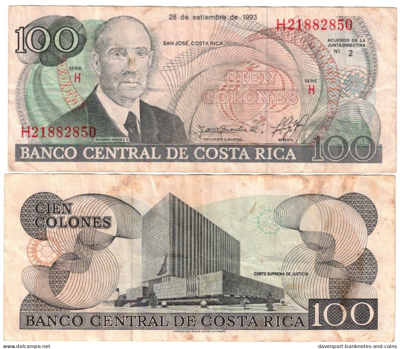 Costa Rica 100 Colones 1993 F/VF - Costa Rica