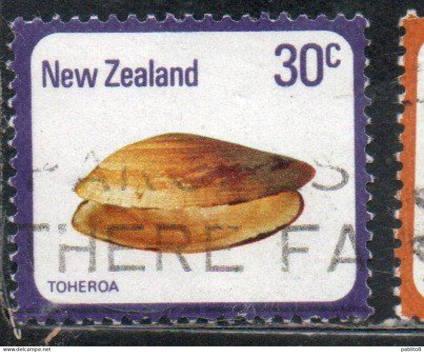 NEW ZEALAND NUOVA ZELANDA 1978 SHELLS TOHEROA PAPHIES VENTRICOSA 30c USED USATO OBLITERE' - Used Stamps