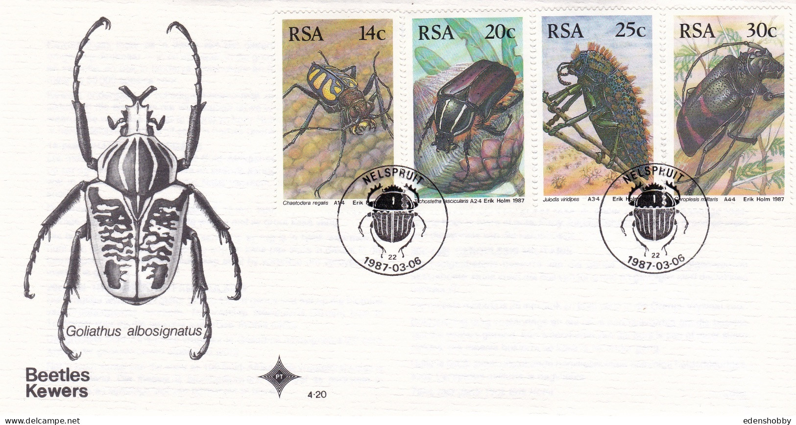 1987 SOUTH AFRICA RSA 1987 6 Official First Day Covers FDC 4.2 4.20.1 4.21 4.22 4.22.1 4.23 - Briefe U. Dokumente