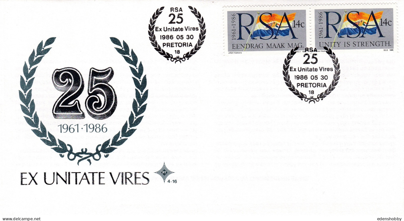 1986 SOUTH AFRICA RSA 7 Official First Day Covers FDC 4.15, 4.15.1, 4.16, 4.16.1, 4.17, 4.18. 4.19 - Briefe U. Dokumente