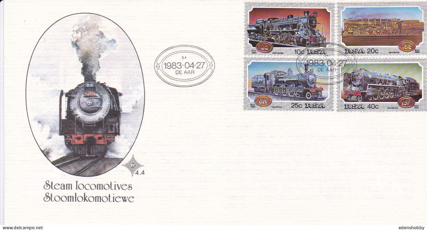 1983 SOUTH AFRICA RSA 5 Official First Day Covers  FDC 4.3, 4.4, 4.5, 4.6, S11, 1 Kitson Cover - Briefe U. Dokumente