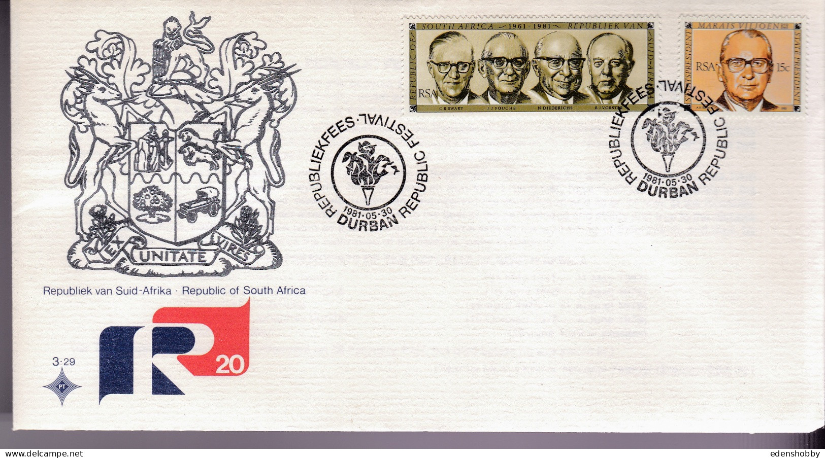 1981 SOUTH AFRICA RSA 9 Official First Day Covers  FDC 3.27, 3.28, S7, 3.29, 3.30, 3.31, 3.31, S8, 3.33 - Briefe U. Dokumente